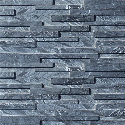 Yog'och tomirlari bilan bezatilgan 3D to'plangan tosh qora marmar JRED-025